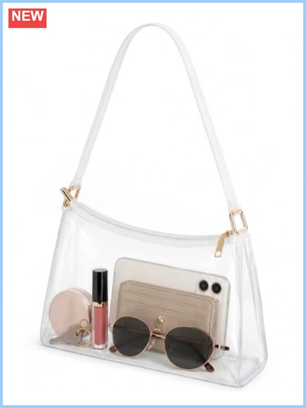 Clear PVC Shoulder Bag Stadium Approved Crossbody Purse for Women